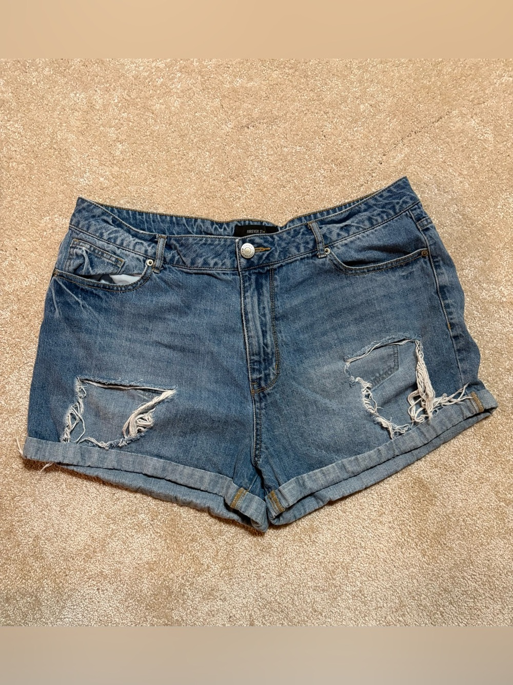 Forever 21 Denim Shorts Size 14 DistressedLook